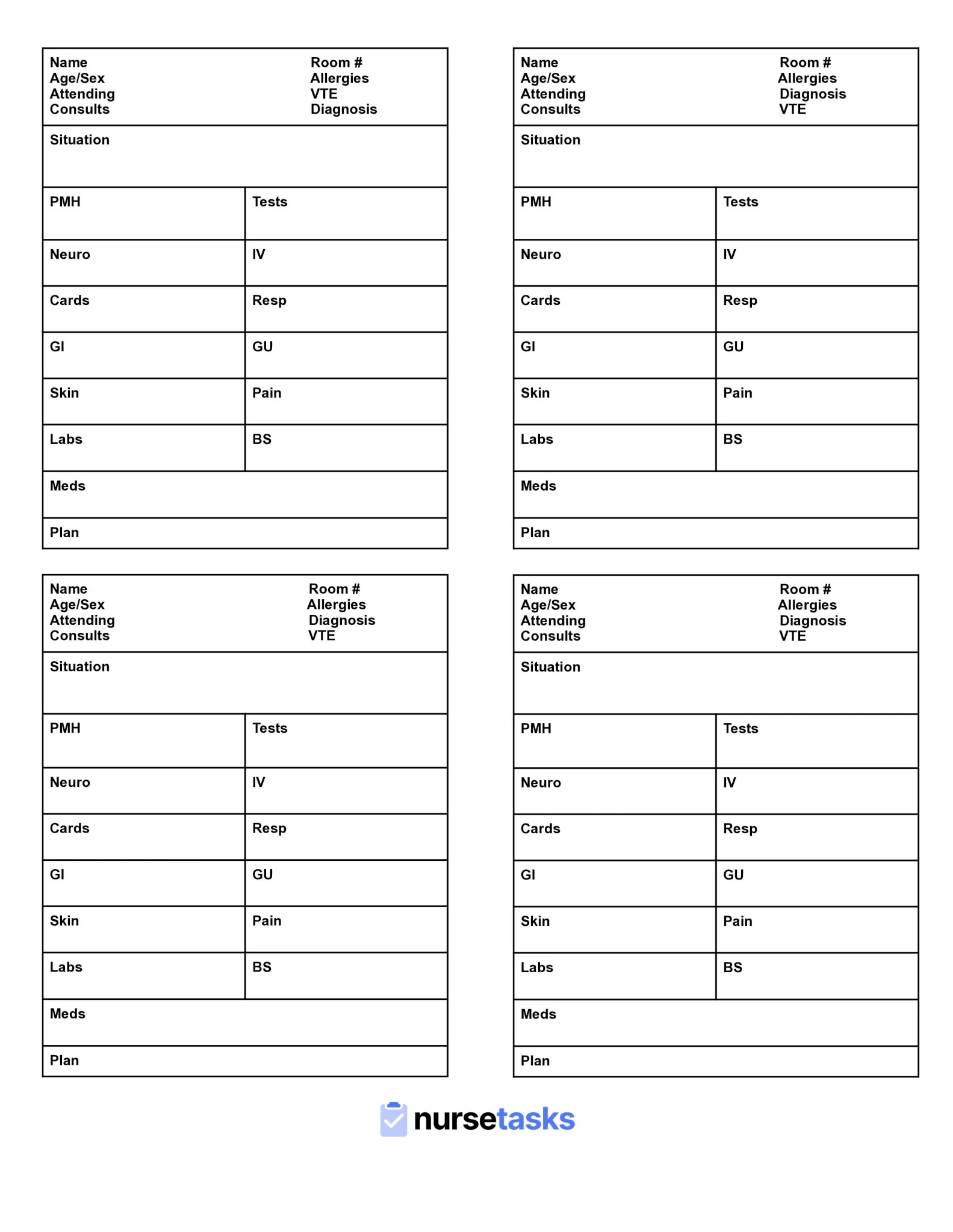 assignment sheet for nurses