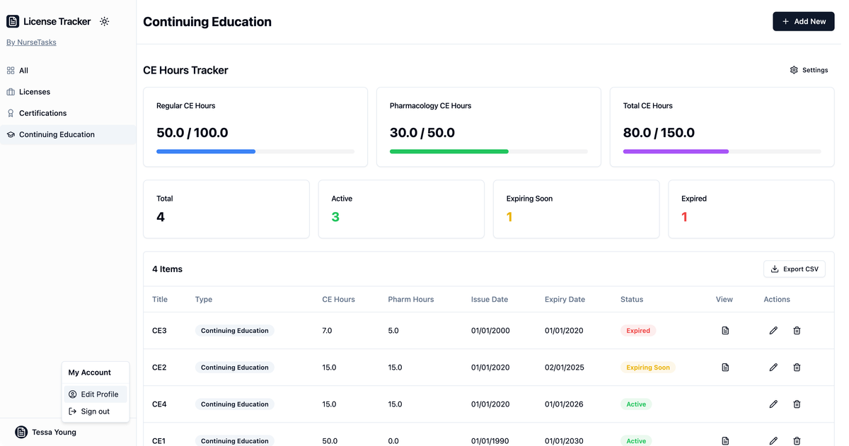 The Ultimate CE and License Tracking Tool for Nurses and Allied Health Professionals